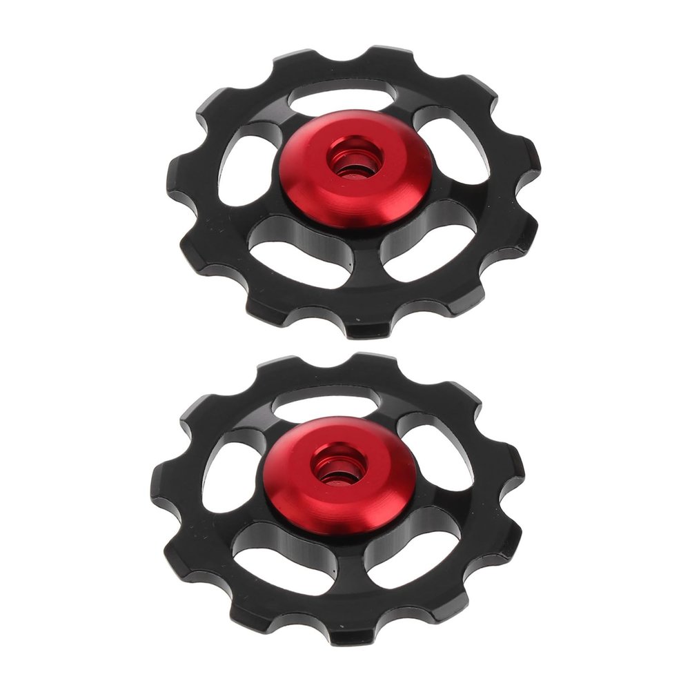 Balacoo 2pcs Rear Derailleur Pulley Bike Rollers Bike Rear Derailleur Bike Chain Guide Deralleur Part Pulley Aluminum Bunny Ears Hat Ear Corrector Bike Parts 11t Guide Wheel Flywheel, Medium, Black