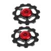 Balacoo 2pcs Rear Derailleur Pulley Bike Rollers Bike Rear Derailleur Bike Chain Guide Deralleur Part Pulley Aluminum Bunny Ears Hat Ear Corrector Bike Parts 11t Guide Wheel Flywheel, Medium, Black view 1