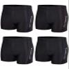 KANAV 4 Pack Men's Athletic Swim Jammers Quick Dry Square Leg Swim Briefs Competitive Swimsuit Black Solid view 1