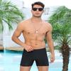 KANAV 4 Pack Men's Athletic Swim Jammers Quick Dry Square Leg Swim Briefs Competitive Swimsuit Black Solid view 2