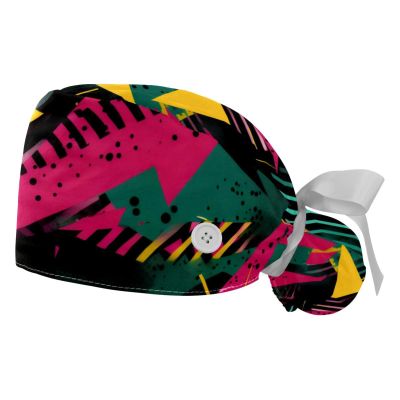 2-Pc,Gourd-Shaped Working Cap,Fisherman Hat with Buttons and Cotton Sweatband,Abstract Art Geometry Style Pattern