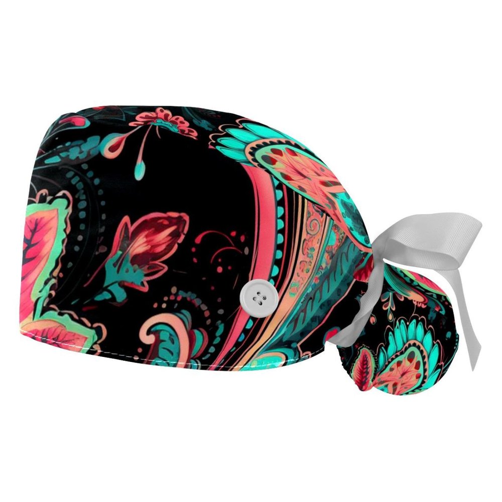 2-Pc,Gourd-Shaped Working Cap,Fisherman Hat with Buttons and Cotton Sweatband,Color Traditional Ethnic Style