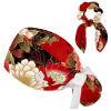Nurse Scrub Caps,Scrub Hats with Buttons and Cotton Sweatband,Flower Vintage Check Cherry Blossom view 1