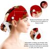 Nurse Scrub Caps,Scrub Hats with Buttons and Cotton Sweatband,Flower Vintage Check Cherry Blossom view 3