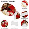 Nurse Scrub Caps,Scrub Hats with Buttons and Cotton Sweatband,Flower Vintage Check Cherry Blossom view 4