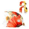 Scrub Hat,Working Head Cover with Buttons and Cotton Sweatband,Watercolor Red and Yellow Flowers view 1