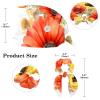Scrub Hat,Working Head Cover with Buttons and Cotton Sweatband,Watercolor Red and Yellow Flowers view 2