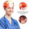 Scrub Hat,Working Head Cover with Buttons and Cotton Sweatband,Watercolor Red and Yellow Flowers view 3