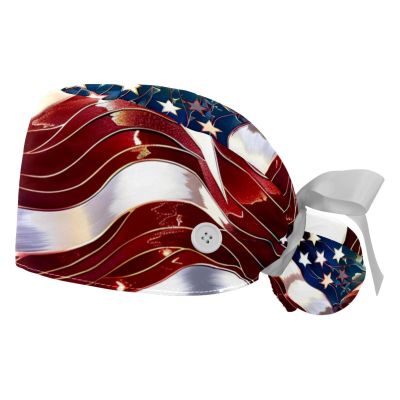 YTYVAGT 2-Pc,Gourd-Shaped Working Cap,Fisherman Hat with Buttons and Cotton Sweatband,Fourth of July Hat with Flag