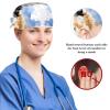 Scrub Hat,Working Head Cover with Buttons and Cotton Sweatband,Funny Animal Art Painting Llama view 3
