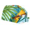 2-Pc,Bouffant Nurse Hats,Scrub Cap Adjustable Scrub Hats with Sweatband,Bird Flower Tropical Leaf Parrot view 1