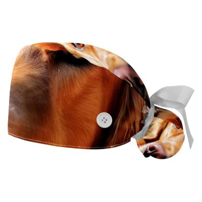 2-Pc,Gourd-Shaped Working Cap,Fisherman Hat with Buttons and Cotton Sweatband,Dog Golden Retriever