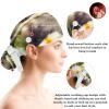 Nurse Scrub Caps,Scrub Hats with Buttons and Cotton Sweatband,Daisy and Flower Cat view 3