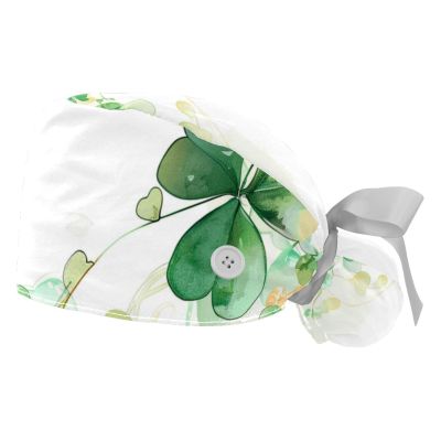 2-Pc,Gourd-Shaped Working Cap,Fisherman Hat with Buttons and Cotton Sweatband,Butterfly Green Leaf Clover