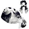 Nurse Scrub Caps,Scrub Hats with Buttons and Cotton Sweatband,Animal Panda Abstract Art Pattern view 1