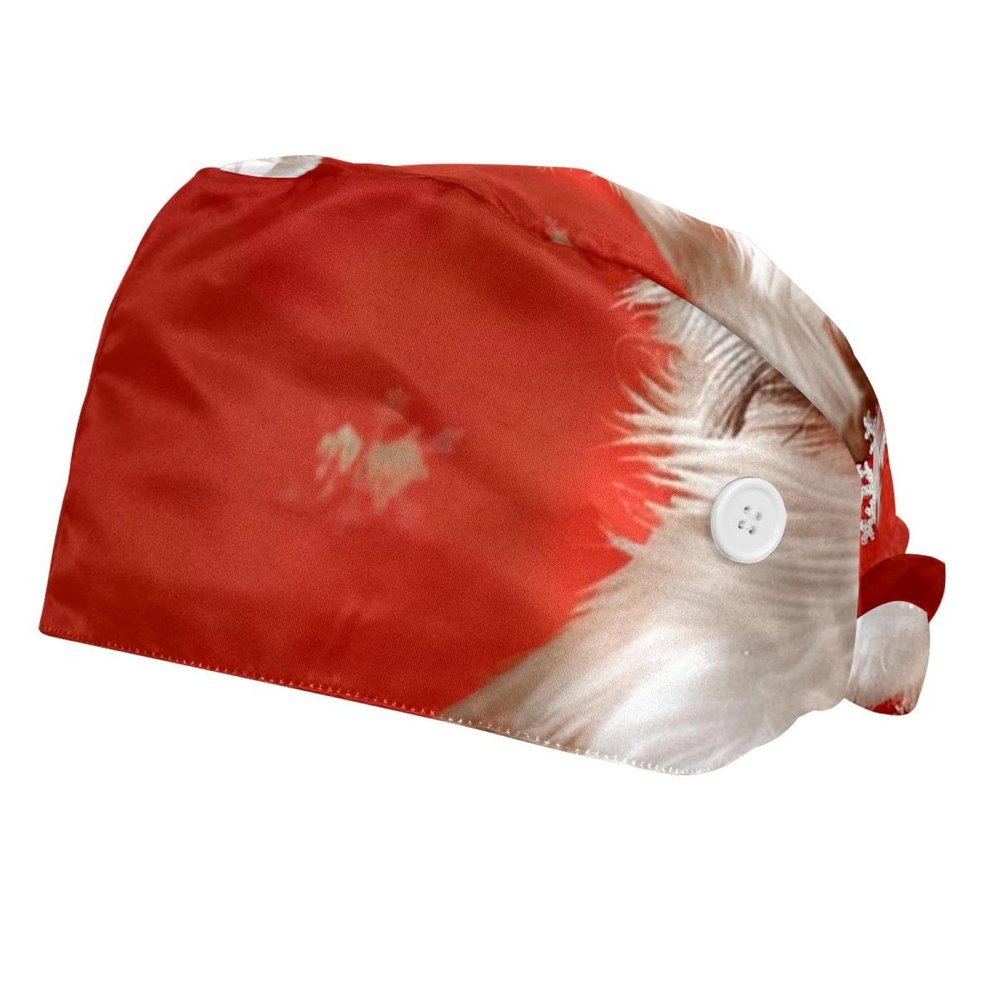 2-Pc,Bouffant Nurse Hats,Scrub Cap Adjustable Scrub Hats with Sweatband,Christmas Shihtzu Dog