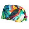 2-Pc,Scrub Bouffant Caps,Workout Hat with Sweatband Headgear for Women,Flowers Tropical Toucan Parrot view 1