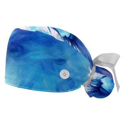 2-Pc,Gourd-Shaped Working Cap,Fisherman Hat with Buttons and Cotton Sweatband,Abstract Blue Animal Pattern