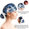 Nurse Scrub Caps,Scrub Hats with Buttons and Cotton Sweatband,City River Landscape Night view 3