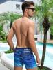 KANAV 4 Pack Men's Athletic Swim Jammers Quick Dry Square Leg Swim Briefs Competitive Swimsuit Black/Blue view 3