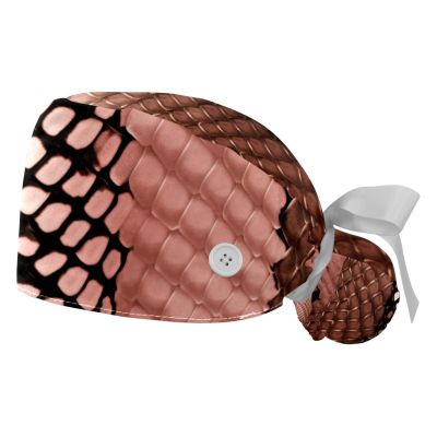 2-Pc,Gourd-Shaped Working Cap,Fisherman Hat with Buttons and Cotton Sweatband,Animal Texture Snake Print