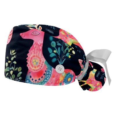 2-Pc,Gourd-Shaped Working Cap,Fisherman Hat with Buttons and Cotton Sweatband,Christmas Floral Deer