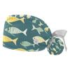 2-Pc,Gourd-Shaped Working Cap,Fisherman Hat with Buttons and Cotton Sweatband,Abstract Ocean Fish Sea view 1