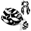 Nurse Scrub Caps,Scrub Hats with Buttons and Cotton Sweatband,Black and White Fish view 1