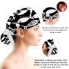 Nurse Scrub Caps,Scrub Hats with Buttons and Cotton Sweatband,Black and White Fish view 3