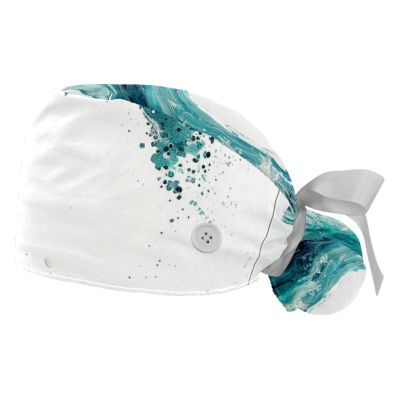 2-Pc,Gourd-Shaped Working Cap,Fisherman Hat with Buttons and Cotton Sweatband,Turquoise Sea Surf