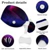 Nurse Scrub Caps,Scrub Hats with Buttons and Cotton Sweatband,Abstract Purple Wave Art Pattern view 4