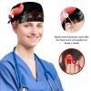 Scrub Hat,Working Head Cover with Buttons and Cotton Sweatband,Flaminfo Tropical Leaves view 3