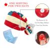 2-Pc,Gourd-Shaped Working Cap,Fisherman Hat with Buttons and Cotton Sweatband,American Flag Vintage Stripes view 3