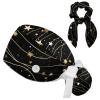 Nurse Scrub Caps,Scrub Hats with Buttons and Cotton Sweatband,Colorful Stars Pattern Line view 1