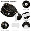 Nurse Scrub Caps,Scrub Hats with Buttons and Cotton Sweatband,Colorful Stars Pattern Line view 4