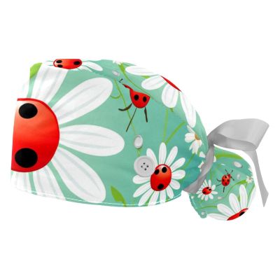 2-Pc,Gourd-Shaped Working Cap,Fisherman Hat with Buttons and Cotton Sweatband,Daisy Flower and Animals