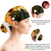 Nurse Scrub Caps,Scrub Hats with Buttons and Cotton Sweatband,Vintage Leaves Sunflower view 3