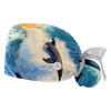 2-Pc,Bouffant Turban Hats,Tie Back Hat with Buttons,Fishing Hat,Sea Wave Dolphins Swim Underwater