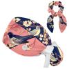Nurse Scrub Caps,Scrub Hats with Buttons and Cotton Sweatband,Buterflies Abstract Flower view 1