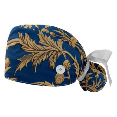 2-Pc,Gourd-Shaped Working Cap,Fisherman Hat with Buttons and Cotton Sweatband,Tropical Painting Leaves Floral