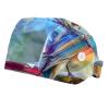 2-Pc,Bouffant Nurse Hats,Scrub Cap Adjustable Scrub Hats with Sweatband,Watercolor Branch Abstract Bird view 1