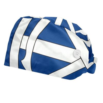 2-Pc,Bouffant Nurse Hats,Scrub Cap Adjustable Scrub Hats with Sweatband,Blue and White Scotland Flag