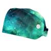 2-Pc,Bouffant Nurse Hats,Scrub Cap Adjustable Scrub Hats with Sweatband,Blue and Green Galaxy view 1