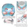 2-Pc,Gourd-Shaped Working Cap,Fisherman Hat with Buttons and Cotton Sweatband,Flamingos Sand Beach Summer view 4