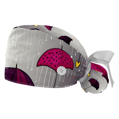 2-Pc,Gourd-Shaped Working Cap,Fisherman Hat with Buttons and Cotton Sweatband,Colorful Vintage Autumn Umbrellas