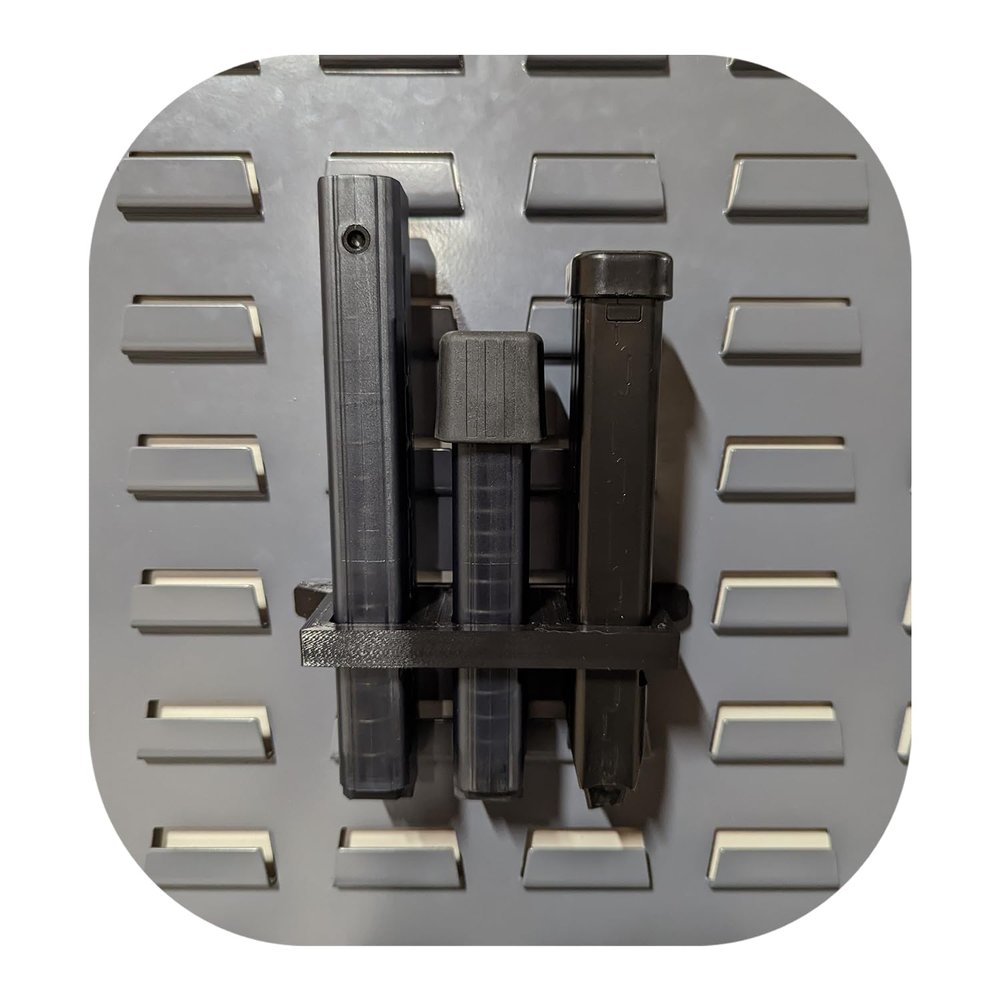 Hammy3DPrints Mount for B&T APC9/GHM9/SPC9/TP9/MP9 and APC45/GHM45 Mags - Secure It/Akro Mils | Magazine Holder Storage Rack (Standard Panel)