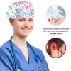 Nursing Hats,Working Cap with Buttons and Cotton Sweatband,Deer Bird Plant Flower view 3