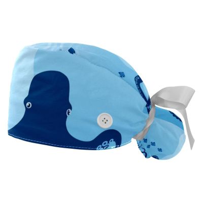 2-Pc,Gourd-Shaped Working Cap,Fisherman Hat with Buttons and Cotton Sweatband,Devilfish and Shark Octopus