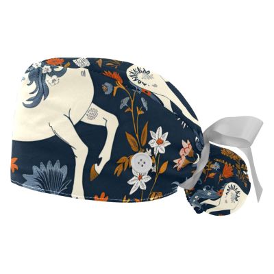 2-Pc,Gourd-Shaped Working Cap,Fisherman Hat with Buttons and Cotton Sweatband,Unicorn Animal Rabbit Leaves