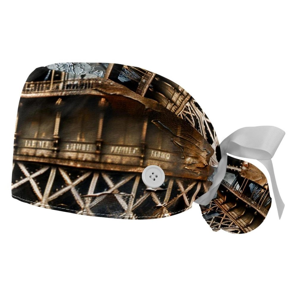 2-Pc,Gourd-Shaped Working Cap,Fisherman Hat with Buttons and Cotton Sweatband,Eiffel Tower Paris Watercolor